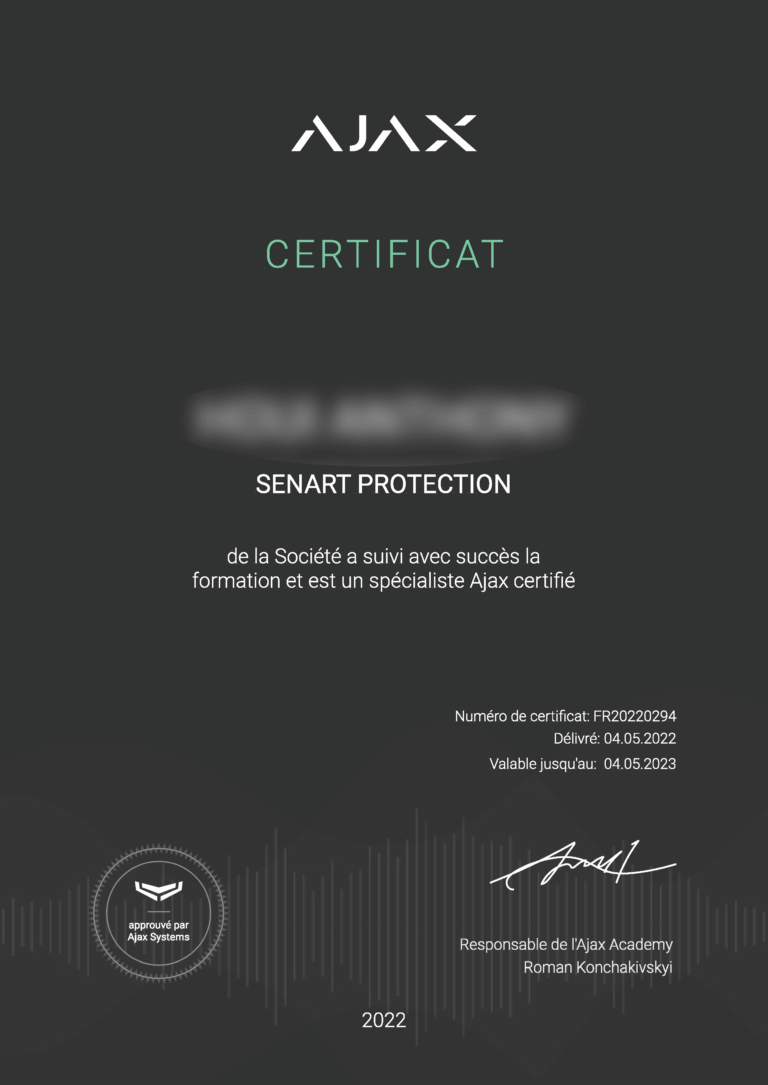 Installateur certifié AJAX